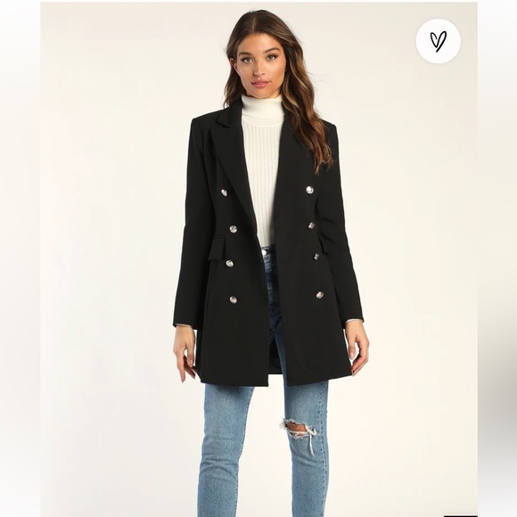Lulu’s Black Double Breasted Blazer / Coat size small - Picture 5 of 7